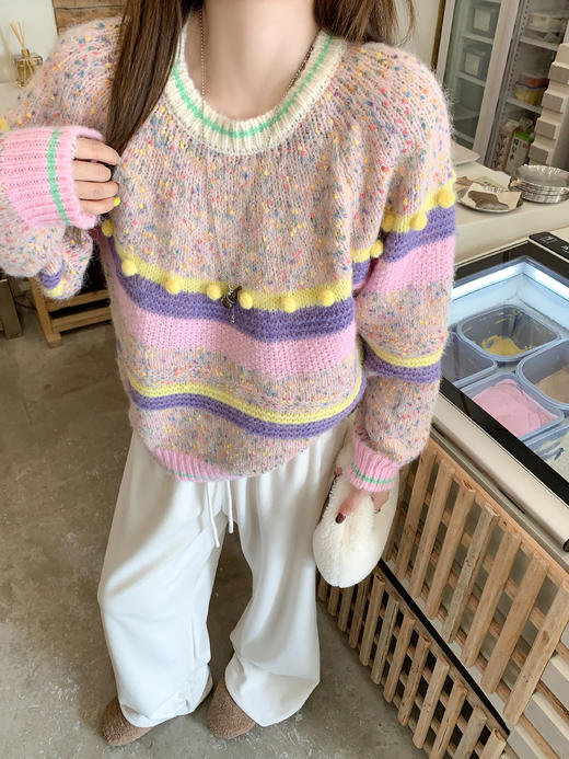 <曾小咸推荐>现货秒杀 ！微信超特价！韩系撞色条纹毛衣 日常249.99 立减150 秒杀99.99！！ 商品图11