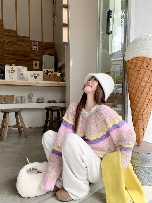 <曾小咸推荐>现货秒杀 ！微信超特价！韩系撞色条纹毛衣 日常249.99 立减150 秒杀99.99！！ 商品图9