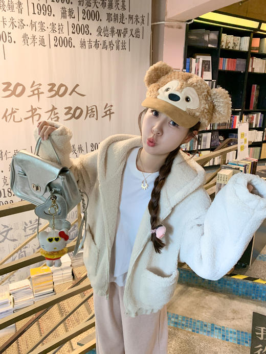 <曾小咸推荐>现货秒杀 ！微信超特价！小熊耳朵连帽羊羔毛外套 日常259.99 立减130 秒杀129.99！！ 商品图5