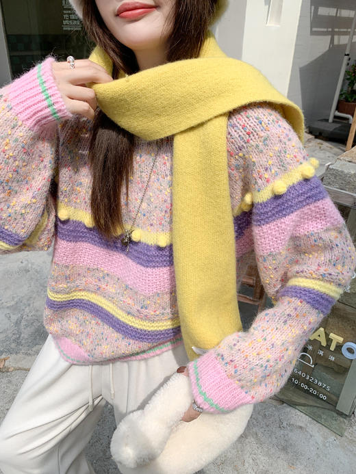 <曾小咸推荐>现货秒杀 ！微信超特价！韩系撞色条纹毛衣 日常249.99 立减150 秒杀99.99！！ 商品图6