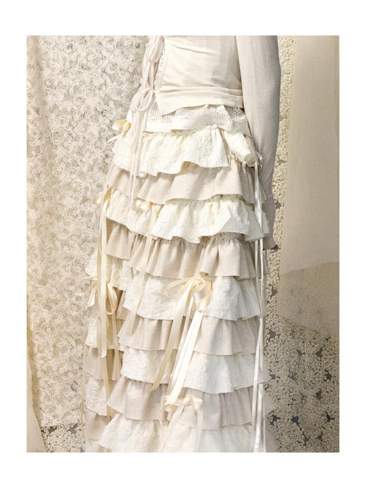 Kaiy Xiao 辉夜层叠蝴蝶结蛋糕长裙 商品图2