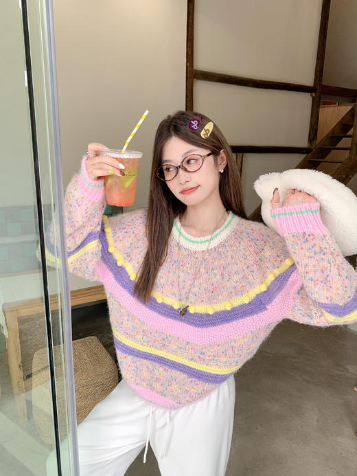 <曾小咸推荐>现货秒杀 ！微信超特价！韩系撞色条纹毛衣 日常249.99 立减150 秒杀99.99！！ 商品图10