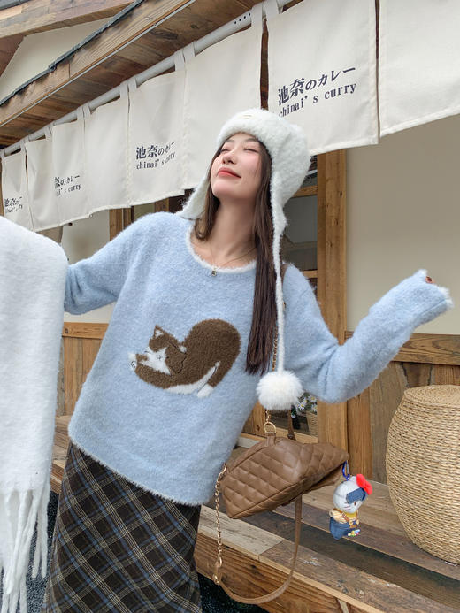 <曾小咸推荐>现货秒杀 ！微信超特价！绣花猫咪长袖针织衫 日常179.99 立减90 秒杀89.99！！ 商品图12