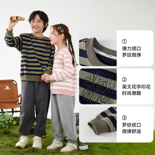 棉花堂春款潮趣印花休闲条纹圆领童装卫衣-FD61042 商品图3