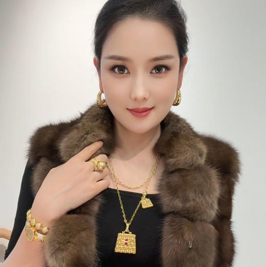 GAONAS  时尚贵气母子包金色项链11842XGO 商品图1