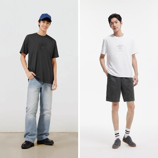 森柔|森马短袖T恤男夏季渐变精致质感字母印花上衣休闲百搭套头衫 商品图4