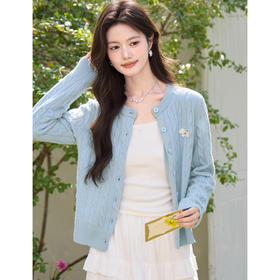 鹿向南「云涧织蓝」蓝色毛针织衫春季新款时尚温柔外搭开衫上衣女