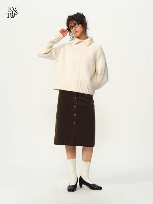 Evistub girls/E-5DMY1248/绵羊毛混纺绞花开衩毛衣 商品图1