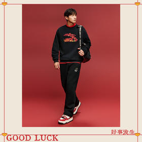 安踏好事发生丨“马上有钱”运动长裤男马年新年直筒裤152618303S