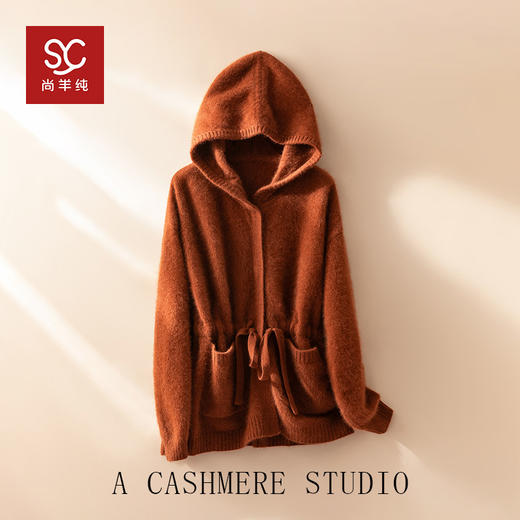 北美小动物系列~复古皮草感抽绳收腰连帽加厚开衫外套女XDW260514 商品图4