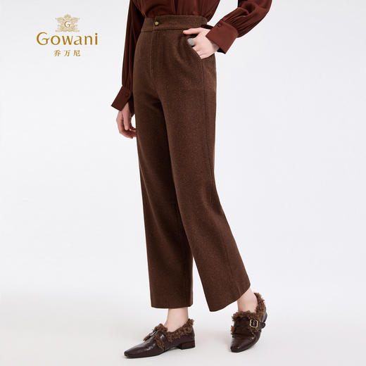 乔万尼新品羊毛混纺人纹知性感宽松直筒裤ED4F832 商品图2