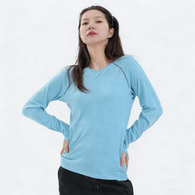 纳趣户外运动速干衣羊毛针织跑步速干长袖T恤女透气排汗健身衣