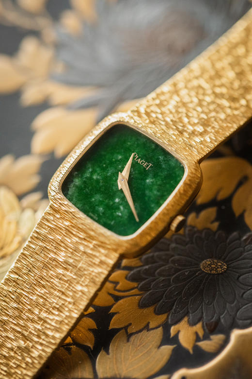 独角鹿西洋古董1970年代瑞士顶级钟表品牌伯爵Piaget出品18K黄金表带镶嵌翡翠表盘女士腕表 商品图4