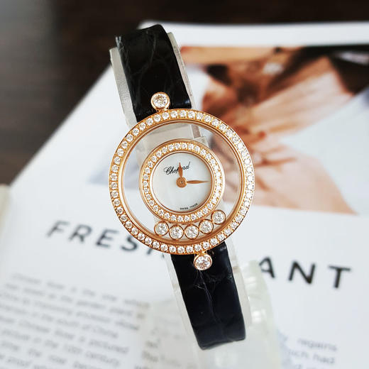 【95新】CHOPARD 萧邦203957-5208石英机芯活动钻26MM（女款）HAPPY DIAMONDS系列18K玫瑰金；镶嵌原厂钻石表圈 251225NJS24 商品图3