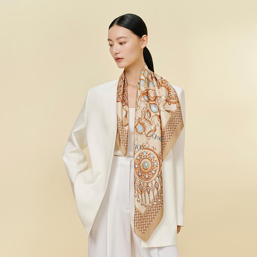 万事利双面印花大方巾-华璎珞彩 商品图0