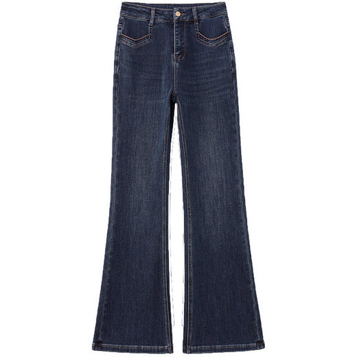 「自」全新升级【铂金会员174/天猫229/差价55】(22655)洛诗琳高级感纯色牛仔裤2026春季新款高腰显瘦修身复古微喇裤 商品图4