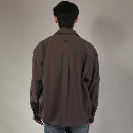 DRONKOO 2026 翻领前襟拼织带两侧橡筋微阔中厚衬衣外套 商品图4