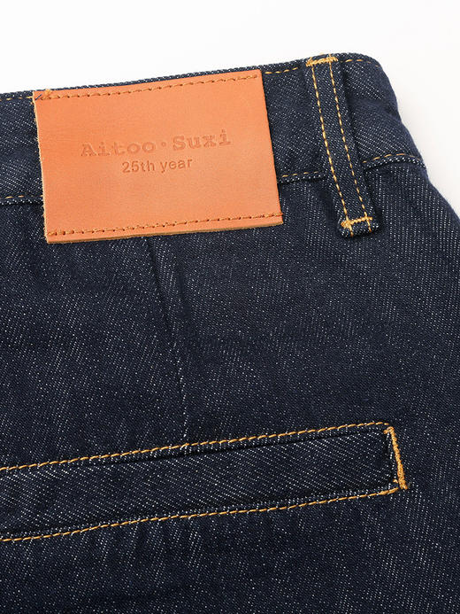 复古原色深蓝牛仔裤 春季新款翻边设计宽松直筒九分裤 商品图4