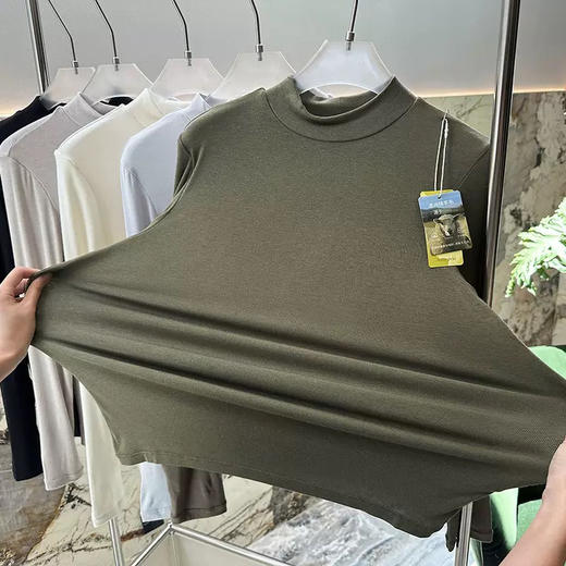 官网699！断码 内家烟管领云感澳洲绵羊毛醋酸发热腈纶保暖上衣女简约百搭修身打底衫 商品图5