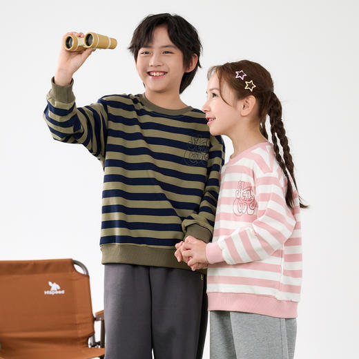 棉花堂春款潮趣印花休闲条纹圆领童装卫衣-FD61042 商品图6