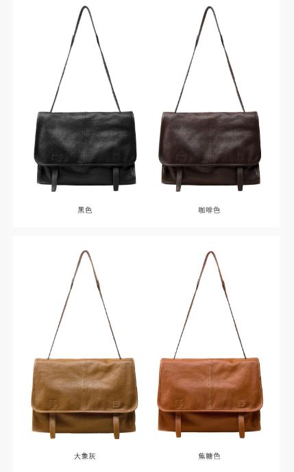 老米优品🎈代工厂直发！《 裘真植鞣小山牛皮复古邮差包》无性别松弛感！大容量 通勤复古休闲 单肩斜挎邮差包 商品图3
