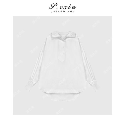 100%棉韩系空气感挺括半开领长袖衬衫 SH1191 商品图1