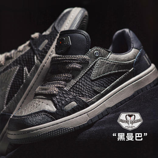 马登黑曼巴美式厚底纯黑色板鞋休闲运动鞋痞帅潮滑板鞋男士秋冬季 商品图0