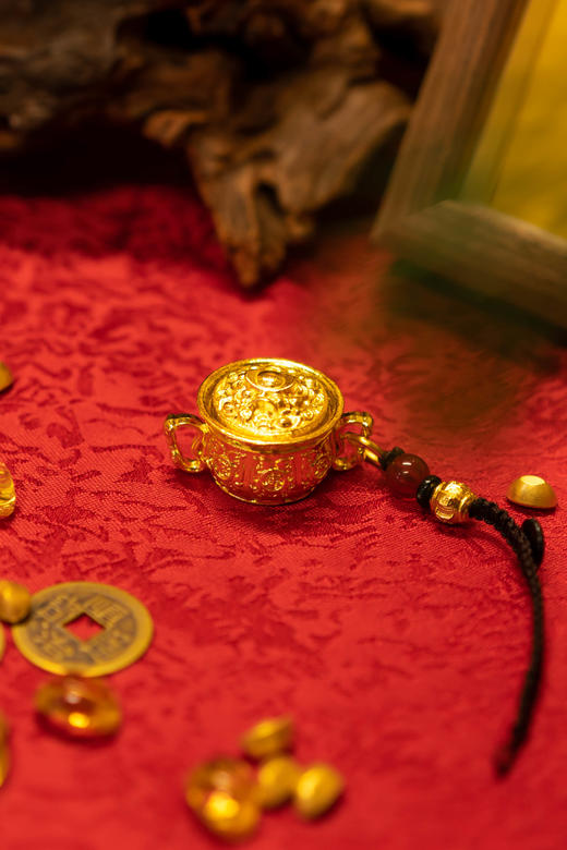 ²【灵顺寺财神庙】转运聚宝盆小挂件 材质铜镀金 HM02-CRMM-XJJ 商品图5