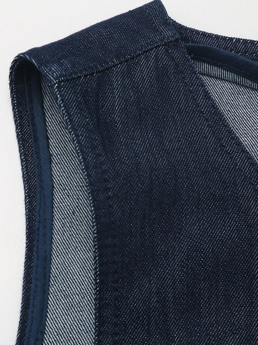 复古深蓝牛仔马甲 春季新款 V 领不规则下摆宽松显瘦外搭背心 商品图2