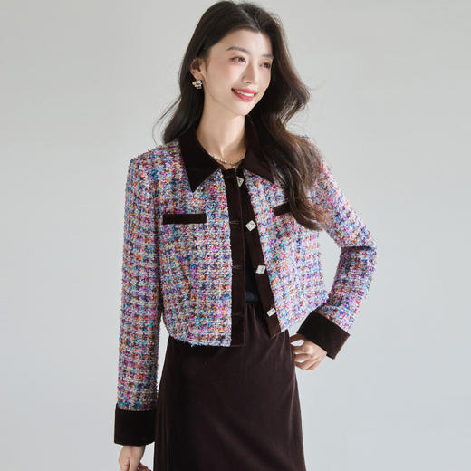 「预售」「高货sh」全新升级【铂金会员367/天猫489/差价122】(05651)洛诗琳法式撞色小香风外套2026春季新款气质显瘦短外套 商品图0