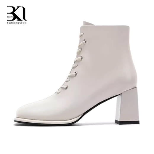 BAKERLOO女鞋冬季新款方头粗跟绑带短靴时装靴AD50 商品图2