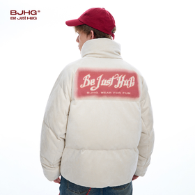 BJHG不计后果轻薄白鸭绒羽绒服男冬季加厚晕染宽松麂皮绒外套