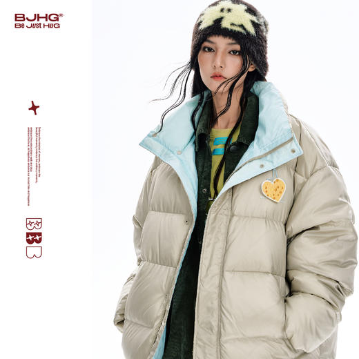 BJHG不计后果贴贴90绒羽绒服男款冬季新款撞色光泽加厚保暖外套女 商品图0