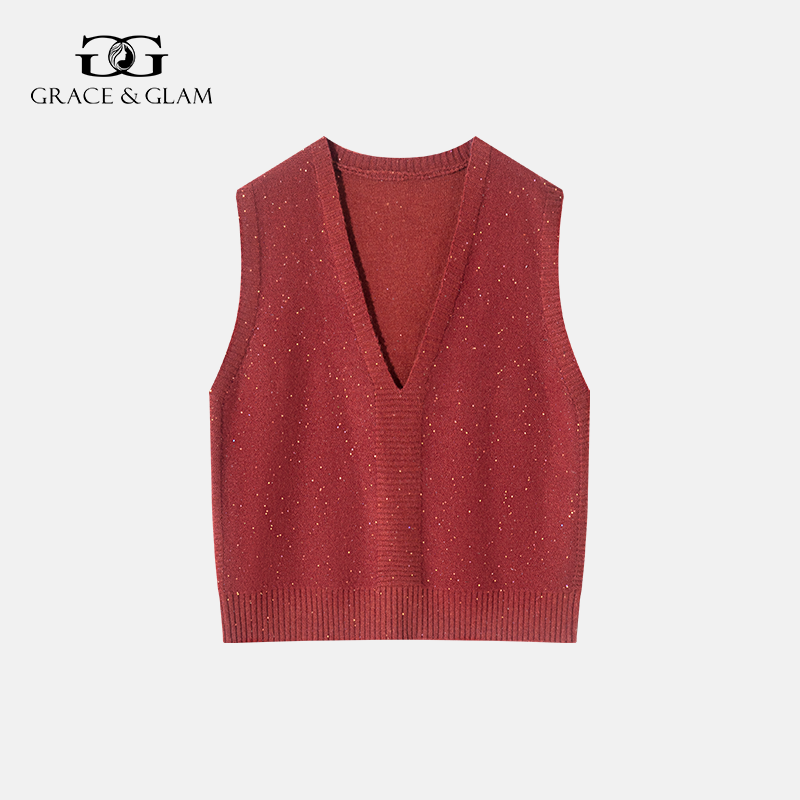 【5天左右发货】Grace&Glam 定制款星光闪闪珠片羊毛混纺马甲背心