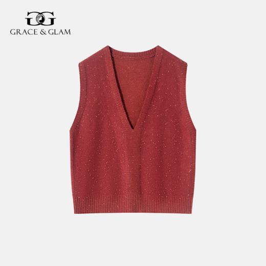 【5天左右发货】Grace&Glam 定制款星光闪闪珠片羊毛混纺马甲背心 商品图0