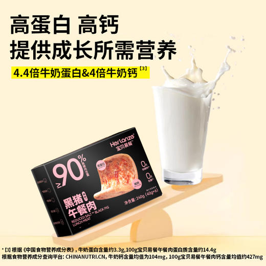 Herlanze宝贝易餐 减钠*黑猪午餐肉240克（40克*6） 商品图3