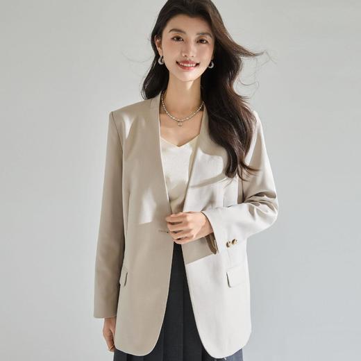 「高货sh」全新升级【铂金会员284/天猫379/差价95】(94553)洛诗琳极简V领西装外套2026春季新款宽松休闲通勤上衣 商品图2