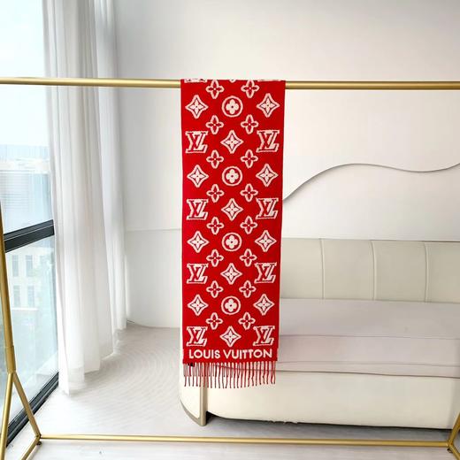 YP74-路易威登LV顶级图案山羊绒混纺毛字母花卉3D提花长巾披肩（DSX） 商品图7