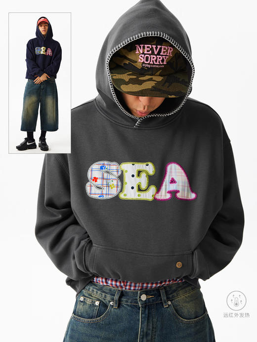 CryingCenter SEA贴布绣连帽卫衣 哭喊中心 商品图0