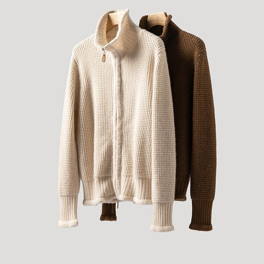 100%Baby小山羊绒~经典华夫格立领针织开衫外套BABY260526 商品图2