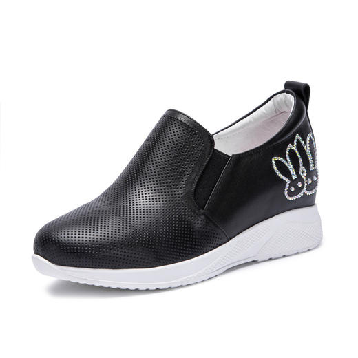 迪宝女鞋牛皮卡通水钻厚底增高休闲鞋女春夏款简约#白色40【无运费险】 商品图3