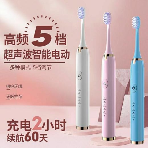 【秒杀❗️19.9到手9样🔥8刷头+1电动牙刷】5段声波驱动 多维洁齿护理模式 杜邦抑jun刷毛 清洁力强 希尔顿五档定时成人情侣软毛USB充电式防水声波震动 商品图0