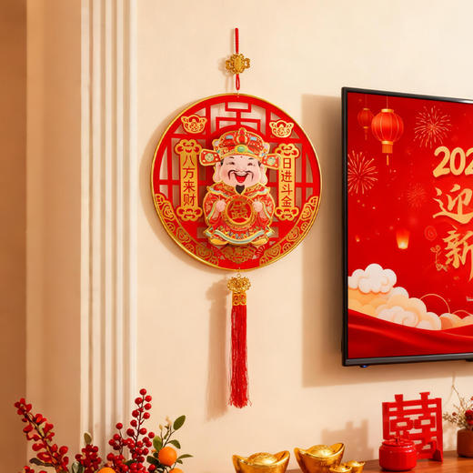 财神爷点头挂件2026新款点头加转钱背景门贴春节摇头马年装饰大门 商品图2