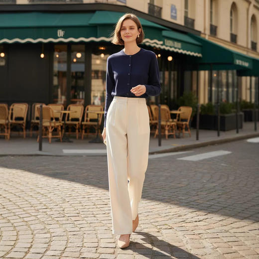 「自」全新升级落实了纯色圆领针织开衫2026春季新款百搭显瘦针织毛衣外套 商品图2