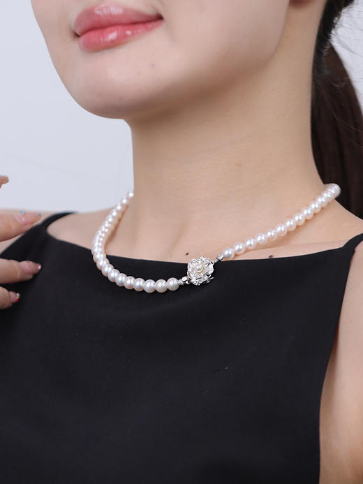 【挚友限定】s925银日本真科研-akoya珍珠花珠项链7-7.5mm 商品图0