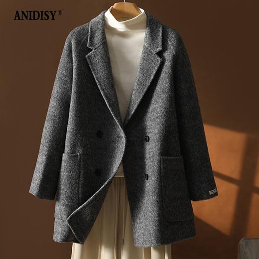 英伦经典反领长袖双排扣外套 商品图0