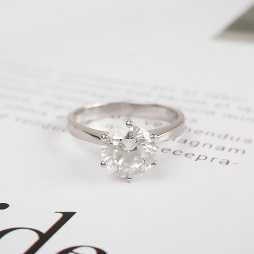 PT950铂金经典简约六爪款1.66克拉钻石戒指14号（戒圈可改）170126NJS07 商品图5