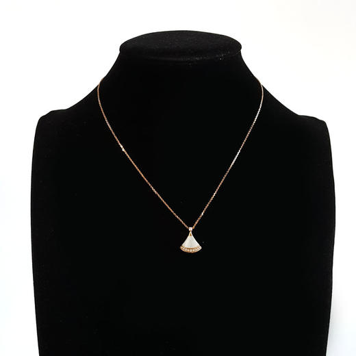 【95新】BVLGARI宝格丽DIVAS’DREAM系列358365  玫瑰金小号白贝母镶边钻扇子项链链长约44cm女士 170126NJT41 商品图7