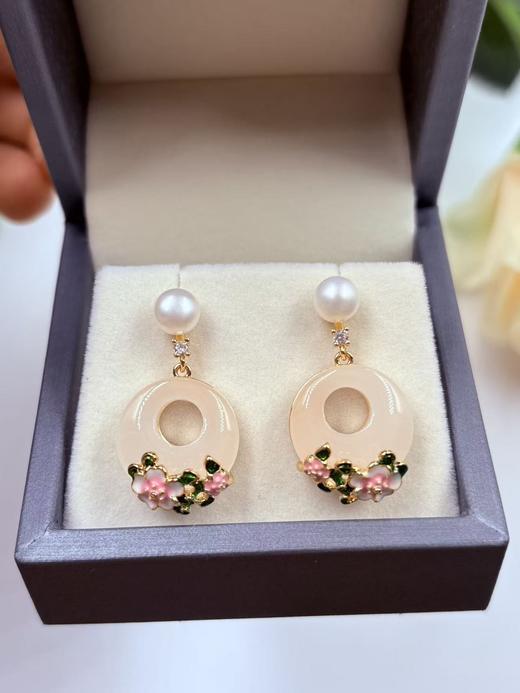 【直播大场福利】新品 天然淡水珍珠耳坠 环环相扣 气质女神 925银针 商品图0