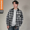 DRONKOO 2026 翻领撞色领左贴袋满幅做旧撞色格纹中厚衬衣外套 商品缩略图0